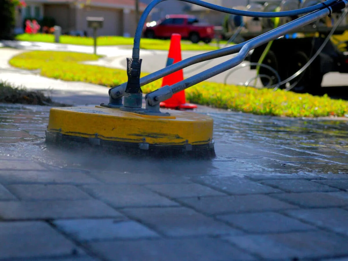 Bay Area Pressure Cleaning pavers of a driveway