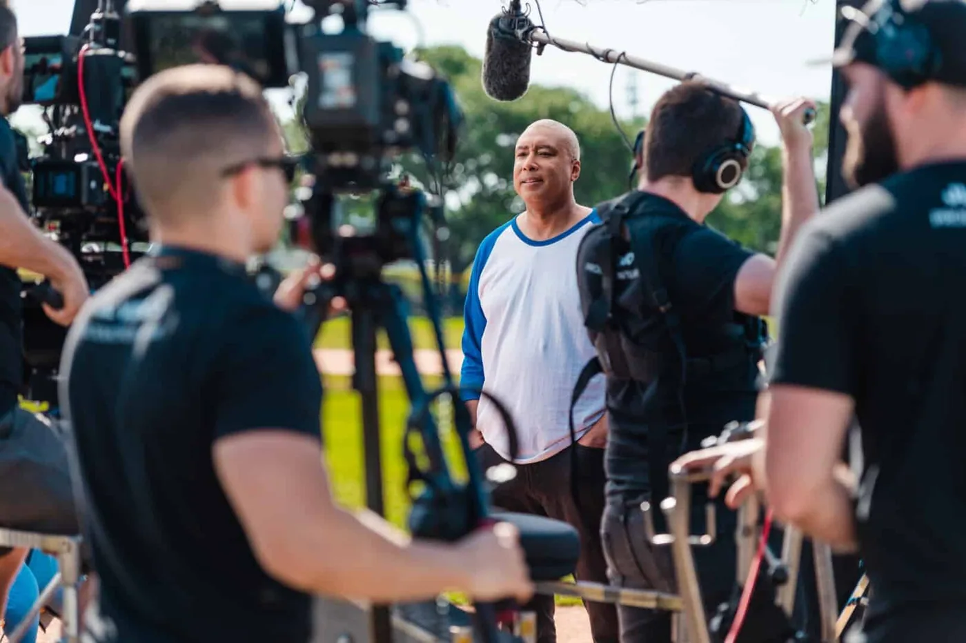 The JL Video crew filming an interview outdoors