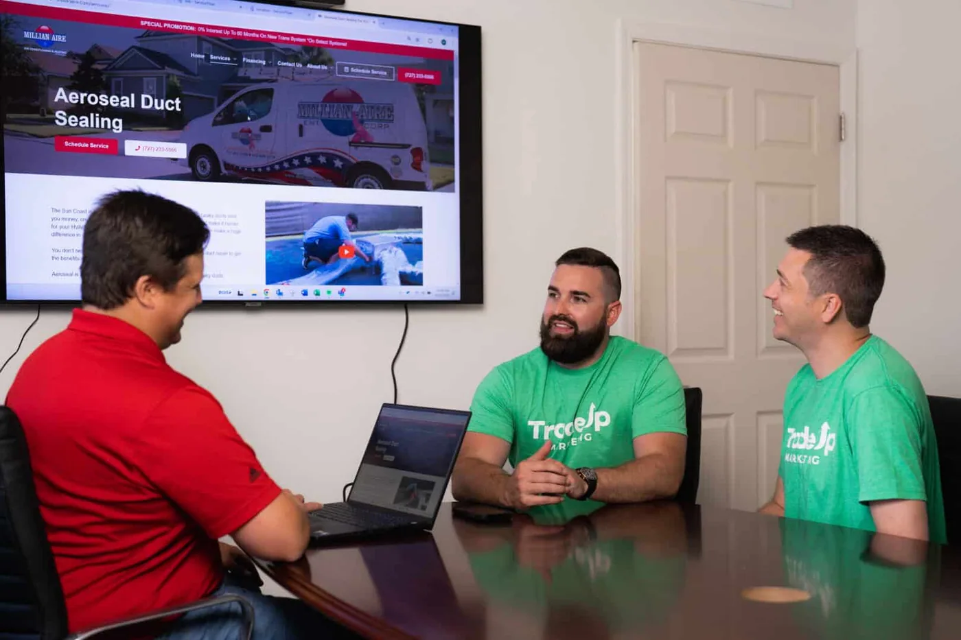 Jordan Lung in a TradeUp Marketing client meeting