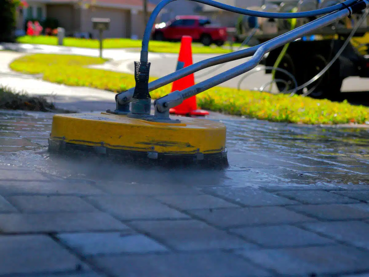 Bay Area Pressure Cleaning pavers of a driveway