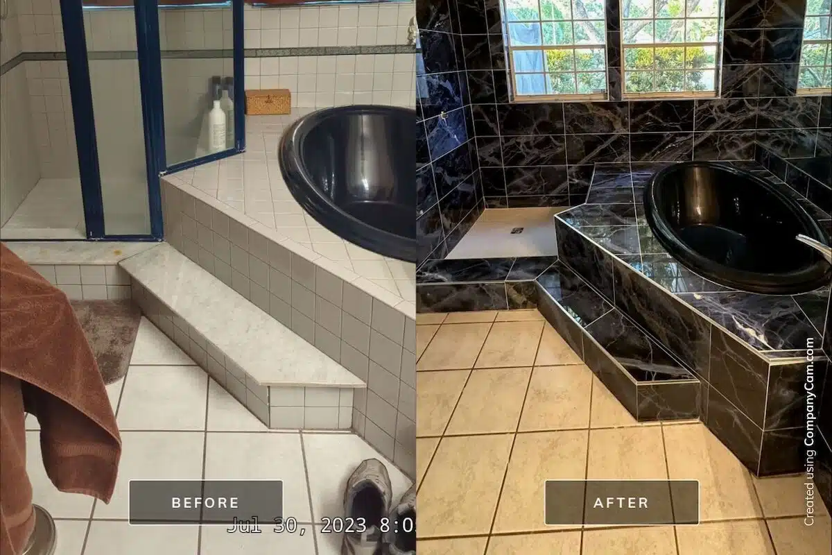 Footprints Floors Suncoast before and after tile
